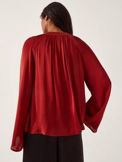 Monsoon Arlette Frill Blouse, Burgundy - view 2, Burgundy