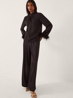 Monsoon Luella Feather Trim Top, Black, Black