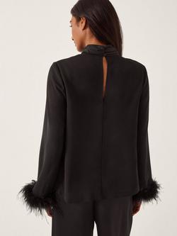 Monsoon Luella Feather Trim Top, Black - view 2, Black