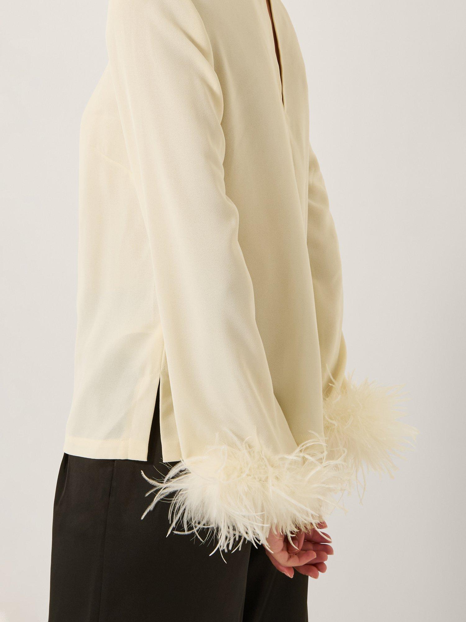 Product image 3 of 4, which shows Monsoon Luella Feather Trim Top, Ivory, 8