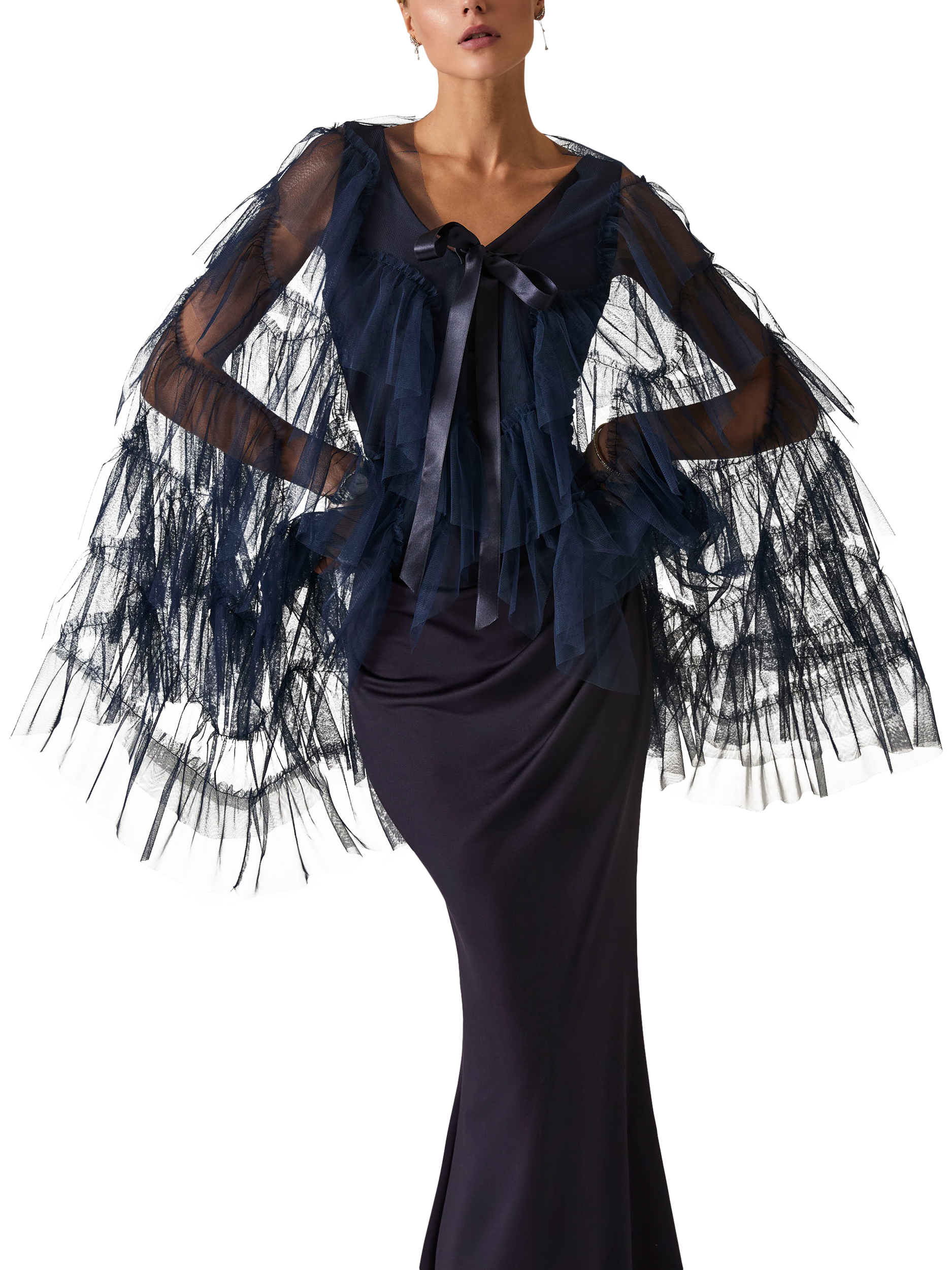 Product image 4 of 6, which shows James Lakeland Organza Shawl, Navy, One Size