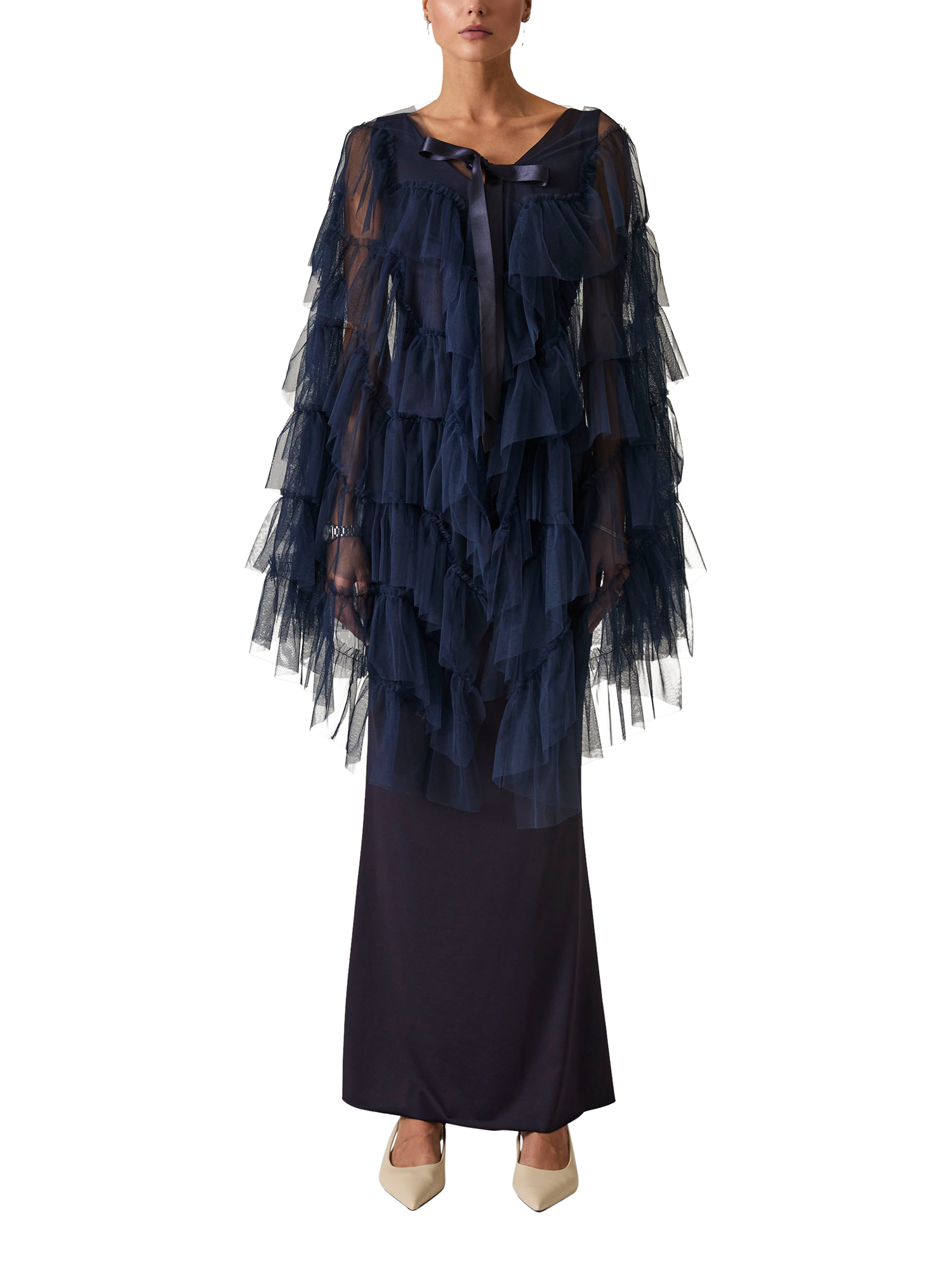 Product image 5 of 6, which shows James Lakeland Organza Shawl, Navy, One Size