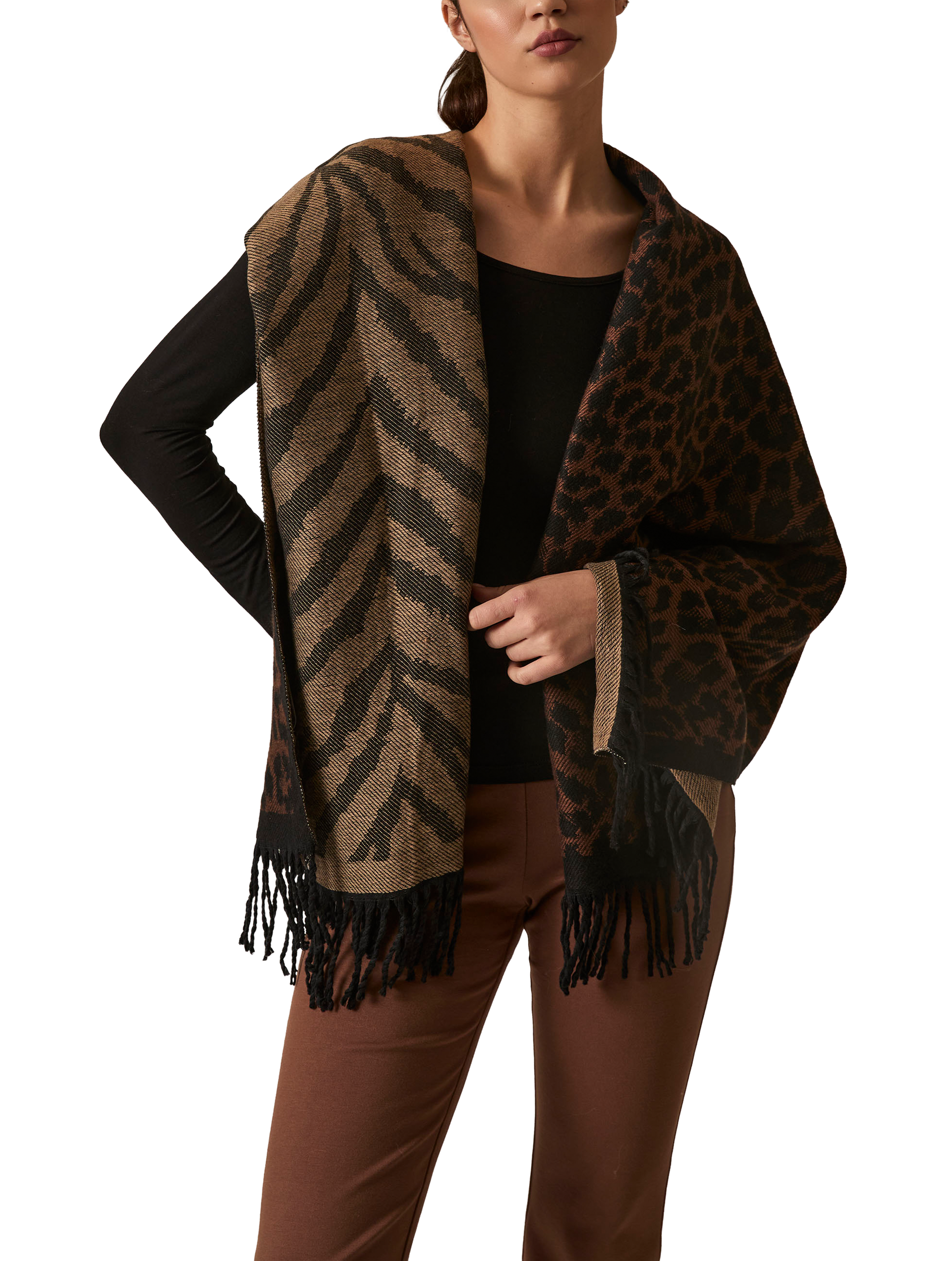 Product image 1 of 3, which shows James Lakeland Leopard Print Scarf, Camel