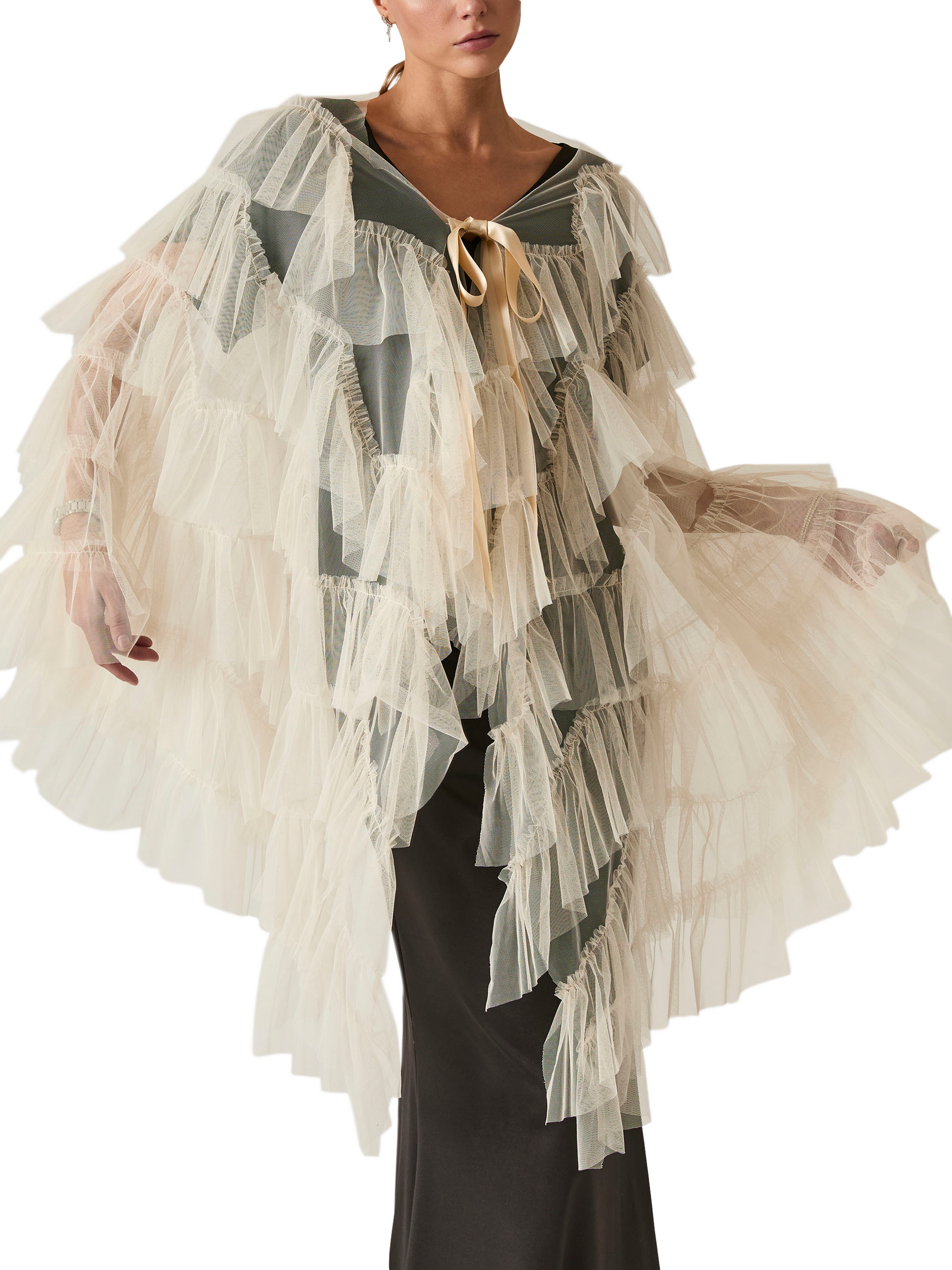Product image 3 of 6, which shows James Lakeland Organza Shawl, Natural, One Size
