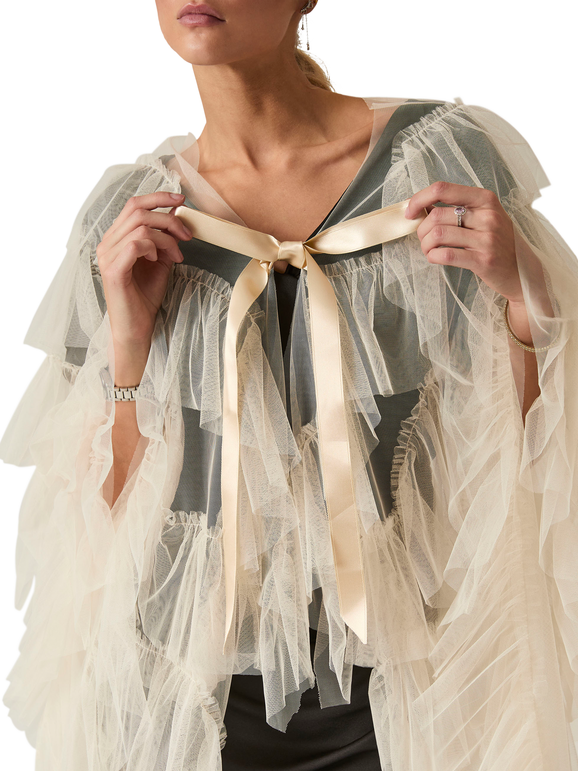 Product image 4 of 6, which shows James Lakeland Organza Shawl, Natural, One Size
