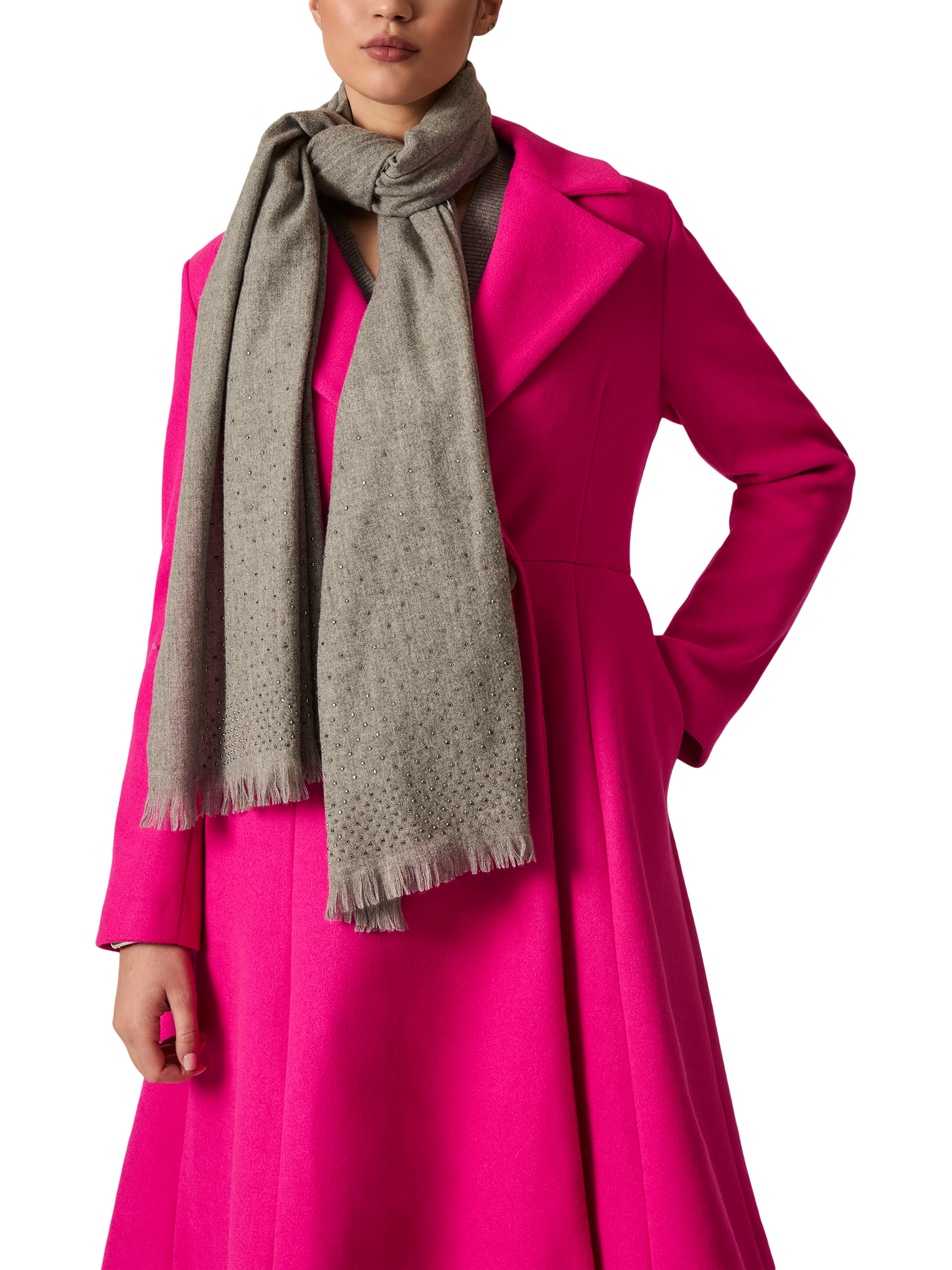 Product image 1 of 3, which shows James Lakeland Swarovski Studded Scarf, Grey, One Size