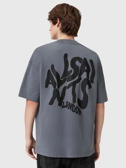 AllSaints Orlando Organic Cotton Short Sleeve Crew Neck T-Shirt - view 2, Hazed Grey