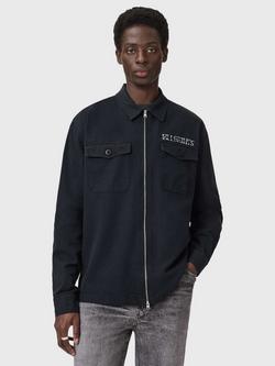 AllSaints Orbit Cotton Long Sleeve Shirt, Jet Black