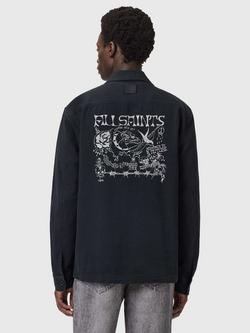 AllSaints Orbit Cotton Long Sleeve Shirt - view 2, Jet Black