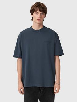 AllSaints Underground Organic Cotton Short Sleeve Crew Neck T-Shirt, Moonstone Blue
