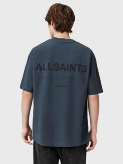 AllSaints Underground Organic Cotton Short Sleeve Crew Neck T-Shirt - view 2, Moonstone Blue
