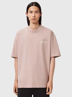 AllSaints Underground Organic Cotton Short Sleeve Crew Neck T-Shirt, Soft Pink
