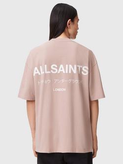 AllSaints Underground Organic Cotton Short Sleeve Crew Neck T-Shirt - view 2, Soft Pink
