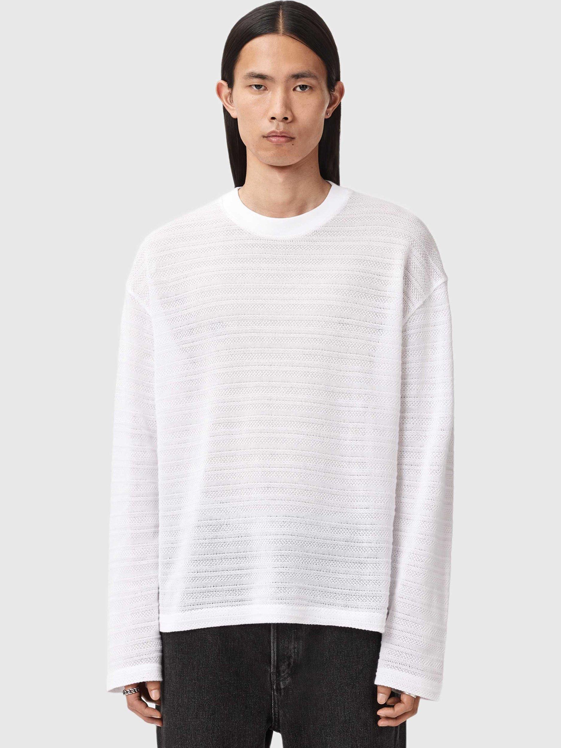 Product image 1 of 7, which shows AllSaints Cove Cotton Jersey Top, Ashen White, L