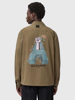 AllSaints Orbit Cotton Long Sleeve Shirt - view 2, Cargo Green