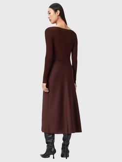 AllSaints Hera Slash Neck Midi Dress, Bitter Brown - view 2, Bitter Brown