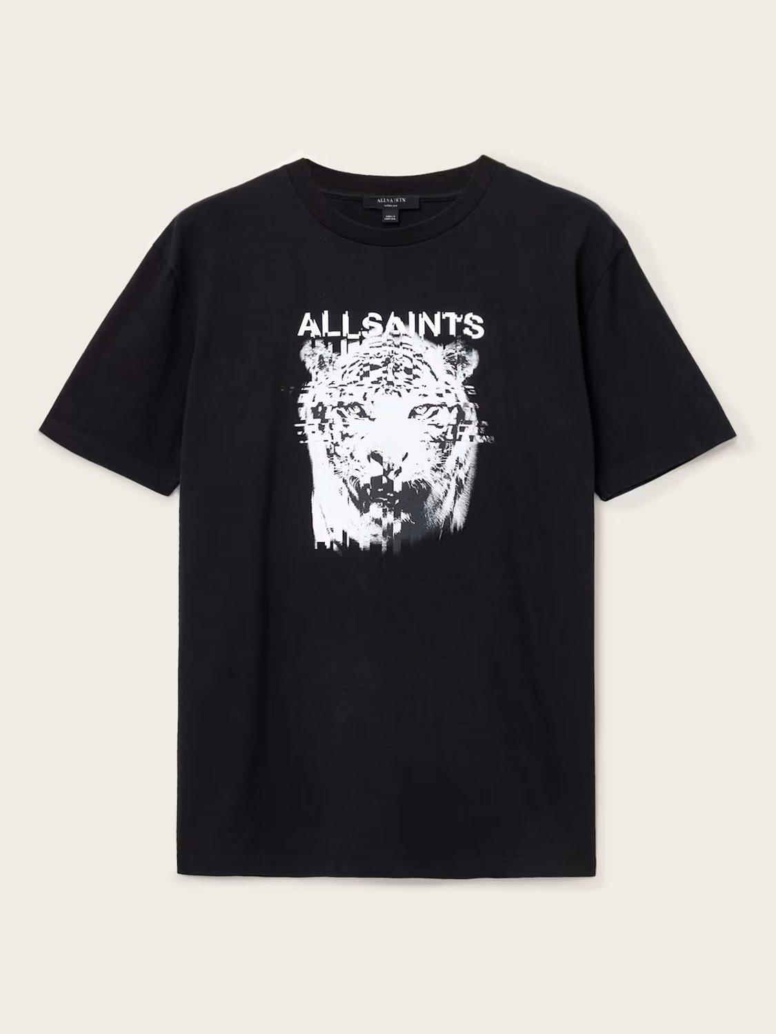 Product image 3 of 4, which shows AllSaints Static Graphic T-Shirt Dress, Black, XS