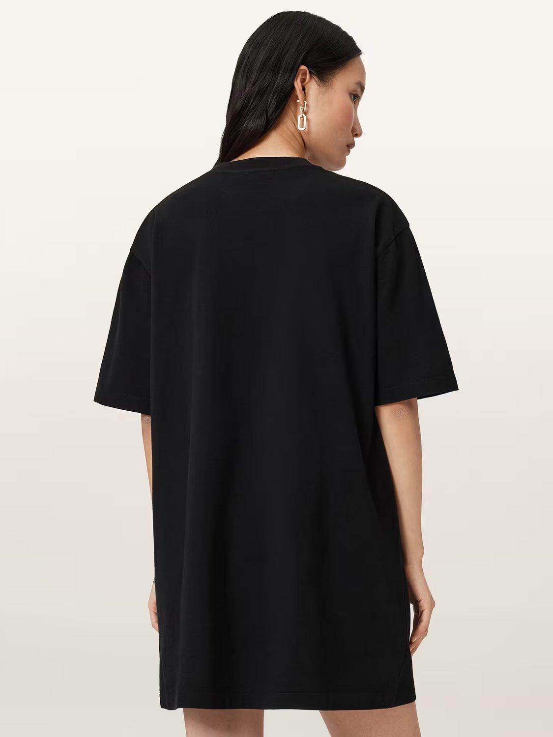 Product image 4 of 4, which shows AllSaints Static Graphic T-Shirt Dress, Black, XS