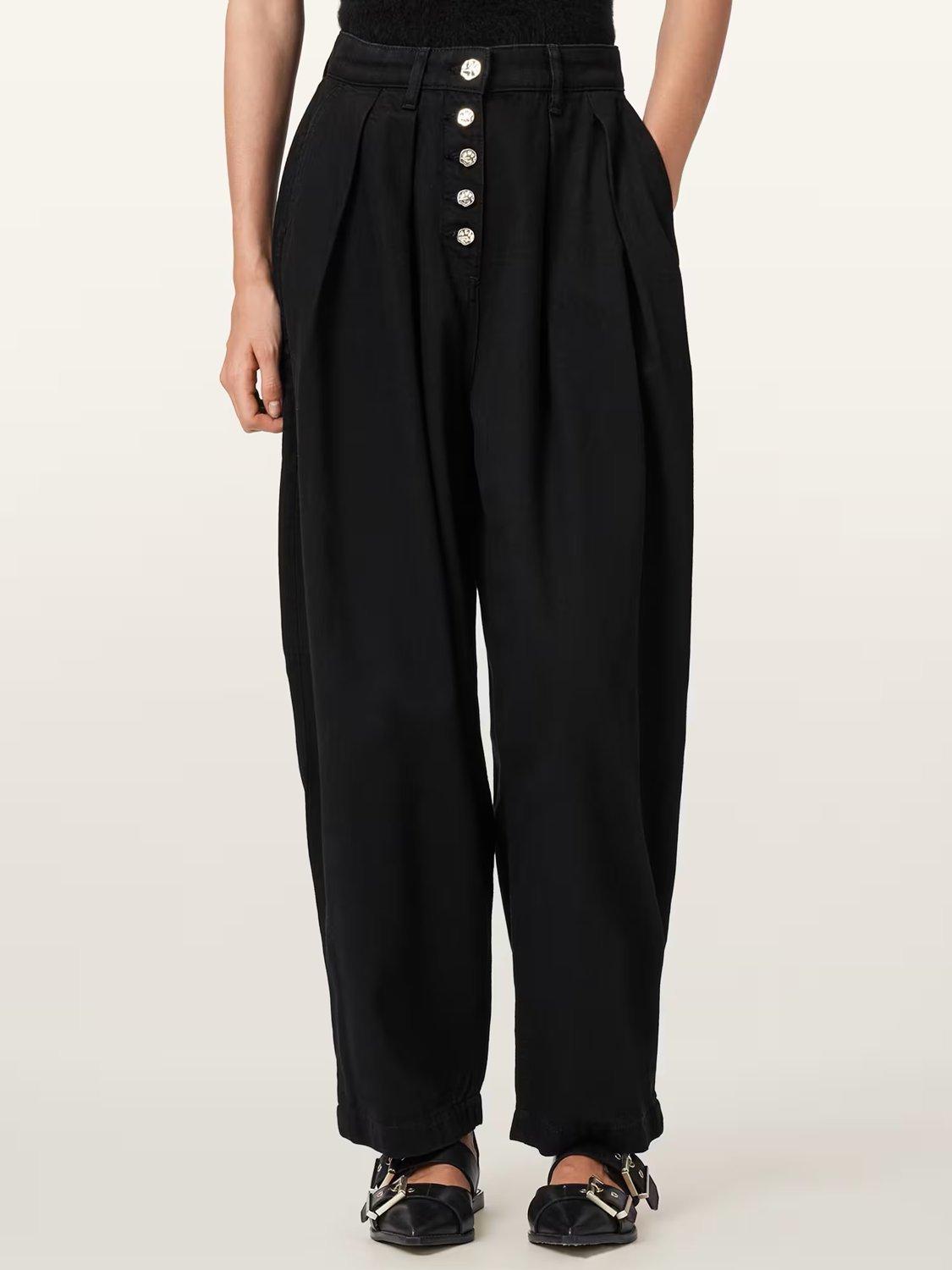 Product image 2 of 5, which shows AllSaints Becca Barrel Leg Jeans, Black, 10