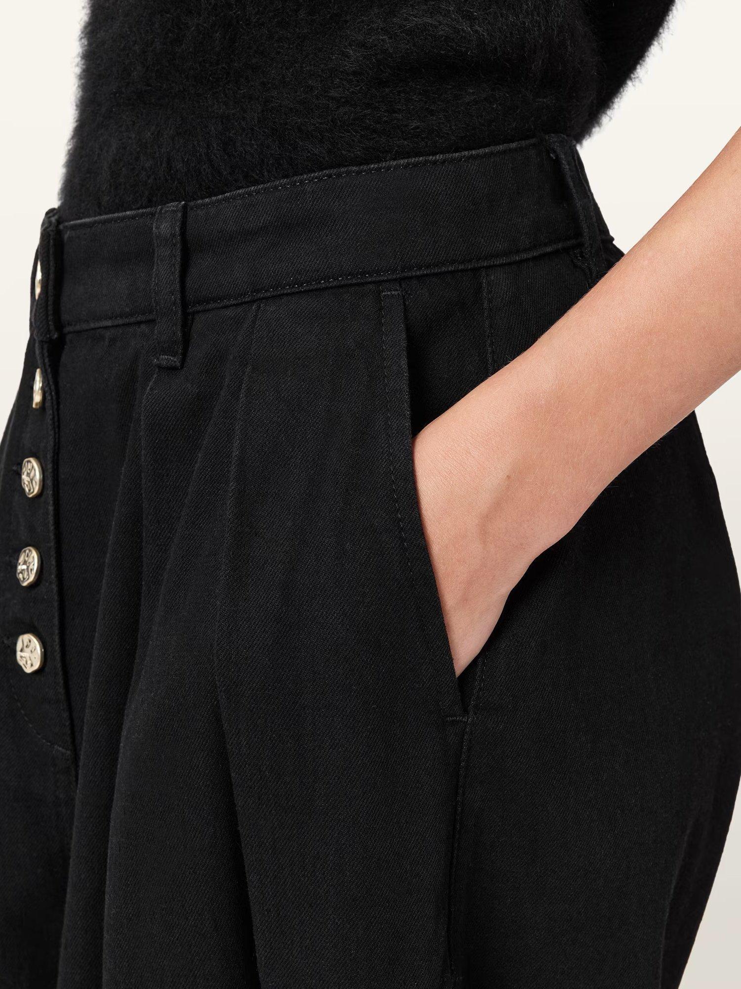 Product image 4 of 5, which shows AllSaints Becca Barrel Leg Jeans, Black, 10