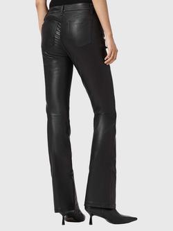 AllSaints Haldan Pure Leather Bootcut Trousers, Black - view 2, Black