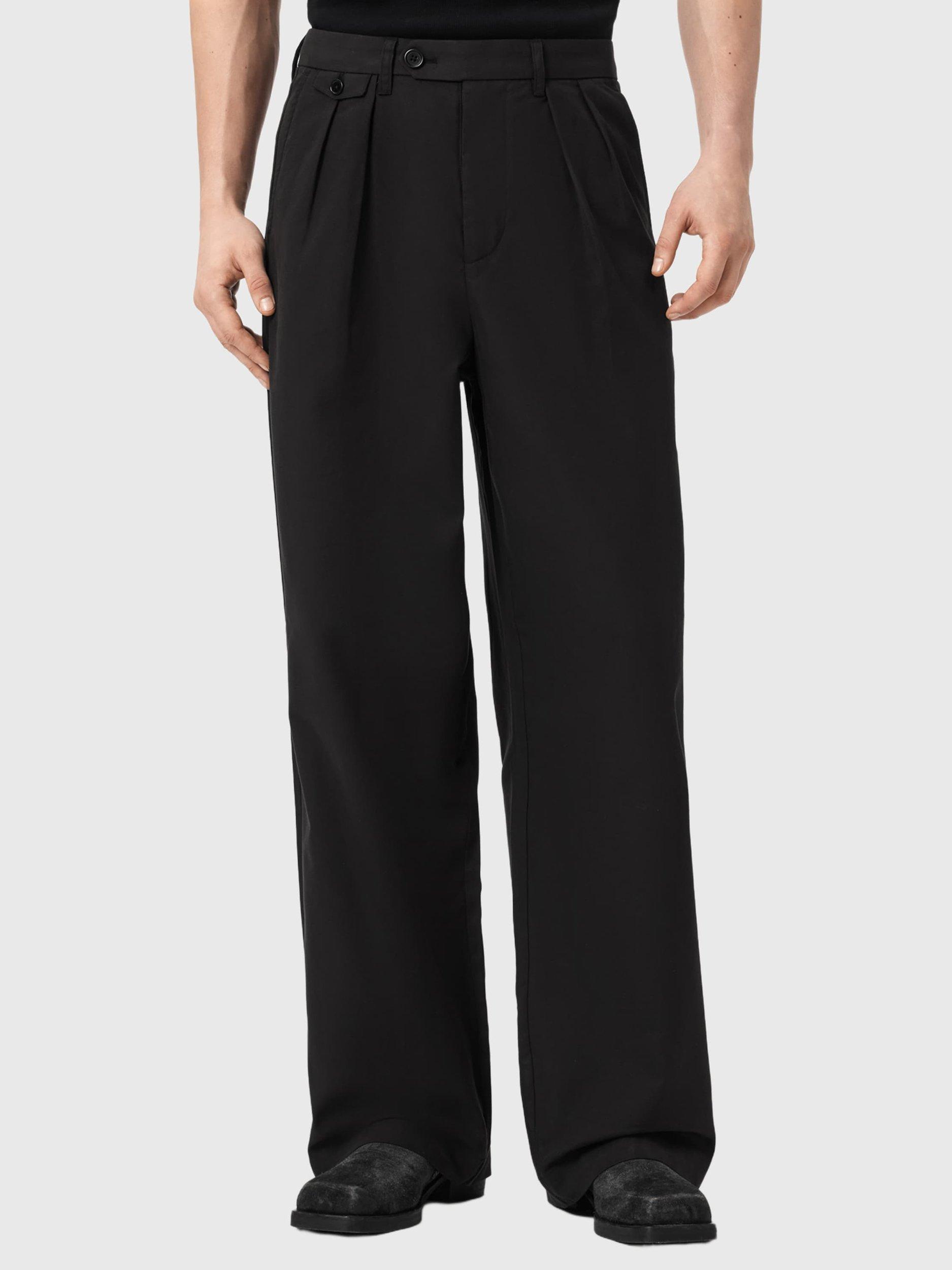 Product image 1 of 8, which shows AllSaints Conway Cotton Blend Trousers, Black, 28R