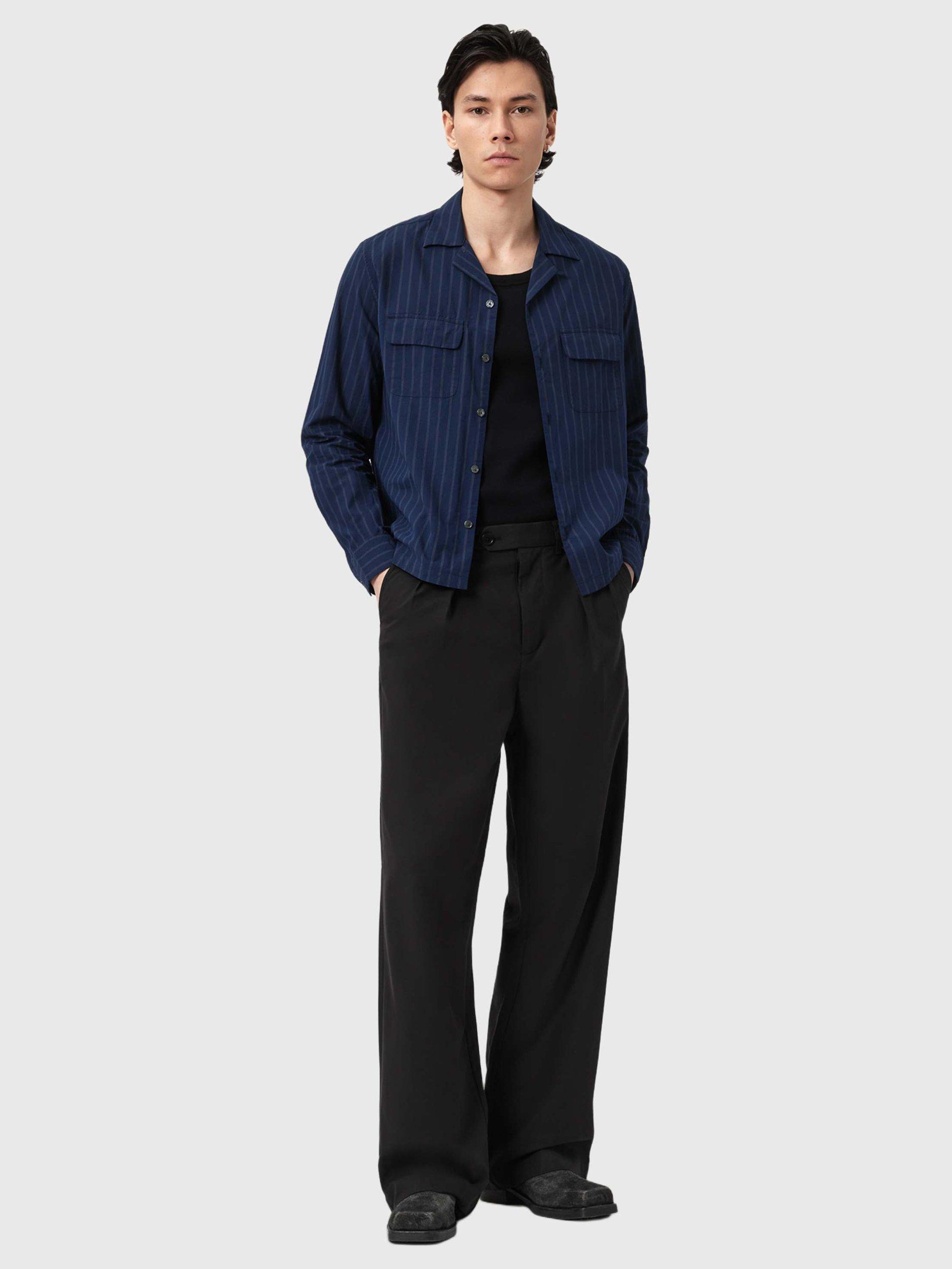 Product image 3 of 8, which shows AllSaints Conway Cotton Blend Trousers, Black, 28R