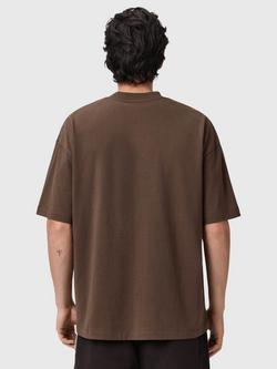 AllSaints Xander Crew Neck Cotton T-Shirt, Bitter Brown - view 2, Bitter Brown