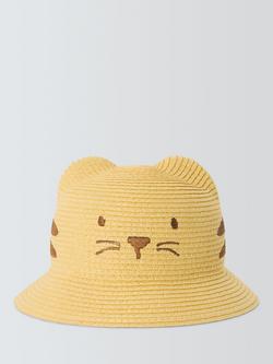 John Lewis Baby Tiger Straw Hat, Yellow, Yellow