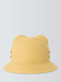 John Lewis Baby Tiger Straw Hat, Yellow - view 2, Yellow