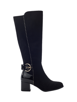 Moda in Pelle Sameena Block Heel Knee High Boots, Black, Black