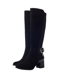 Moda in Pelle Sameena Block Heel Knee High Boots, Black - view 2, Black