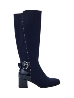 Moda in Pelle Sameena Block Heel Knee High Boots, Navy, Navy