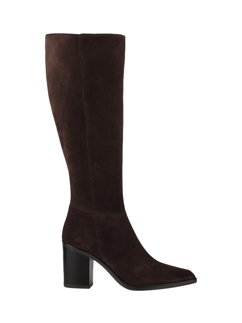 Product image 1 of 6, which shows Jones Bootmaker Cagliaril Suede Medium Width Knee High Boots, Chocolate, 6