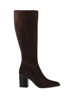 Jones Bootmaker Cagliaril Suede Medium Width Knee High Boots, Chocolate, Chocolate