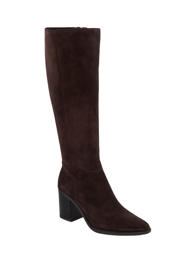 Product image 3 of 6, which shows Jones Bootmaker Cagliaril Suede Medium Width Knee High Boots, Chocolate, 6