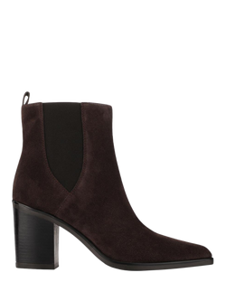 Jones Bootmaker Kalamata Suede Heeled Ankle Boots, Brown, Brown
