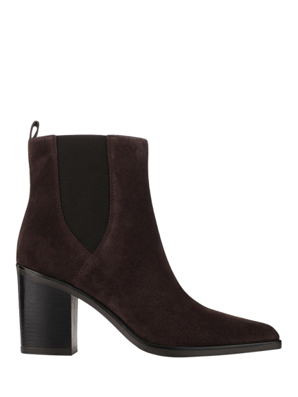 Jones Bootmaker Kalamata Suede Heeled Ankle Boots, Brown, Brown