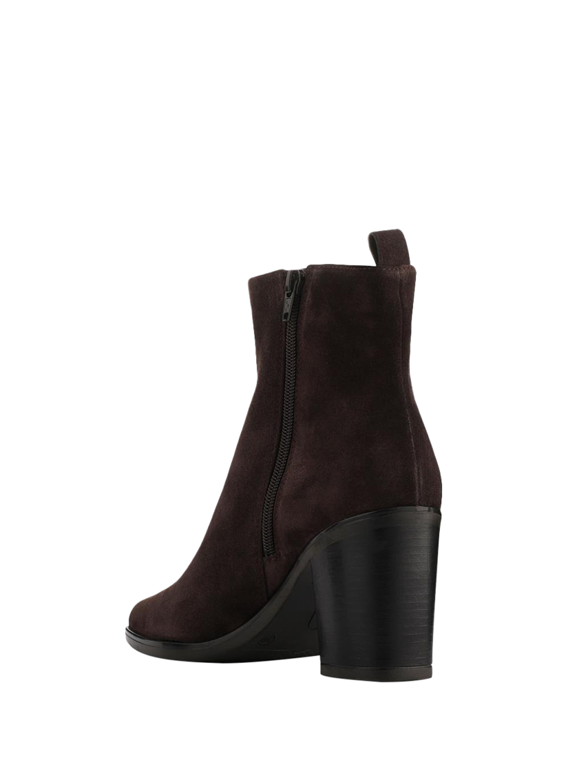 Product image 4 of 6, which shows Jones Bootmaker Kalamata Suede Heeled Ankle Boots, Brown, 7
