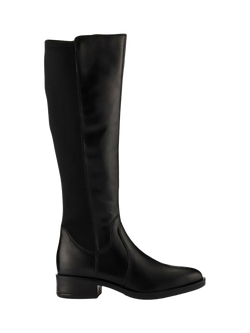 Jones Bootmaker Ellisia Leather Stretch-Fit Long Boots, Black, Black