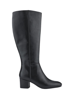 Jones Bootmaker LouLou1 Leather Medium Calf Fit Knee High Boots, Black Leather, Black Leather