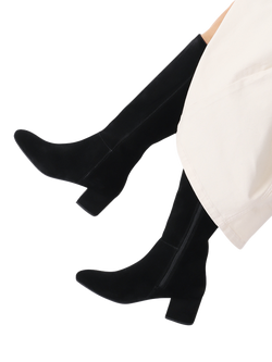 Jones Bootmaker LouLou1 Suede Medium Calf Fit Knee High Boots, Black Suede - view 2, Black Suede