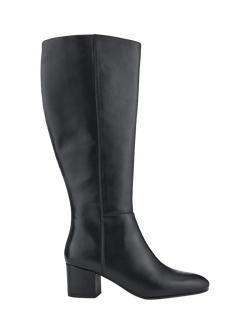 Jones Bootmaker LouLou1 Leather Slim Calf Fit Knee High Boots, Black Leather, Black Leather