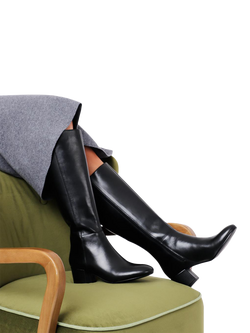 Jones Bootmaker LouLou1 Leather Slim Calf Fit Knee High Boots, Black Leather - view 2, Black Leather