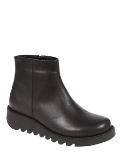 Jones Bootmaker Mariane Leather Wedge Ankle Boots - view 2, Black