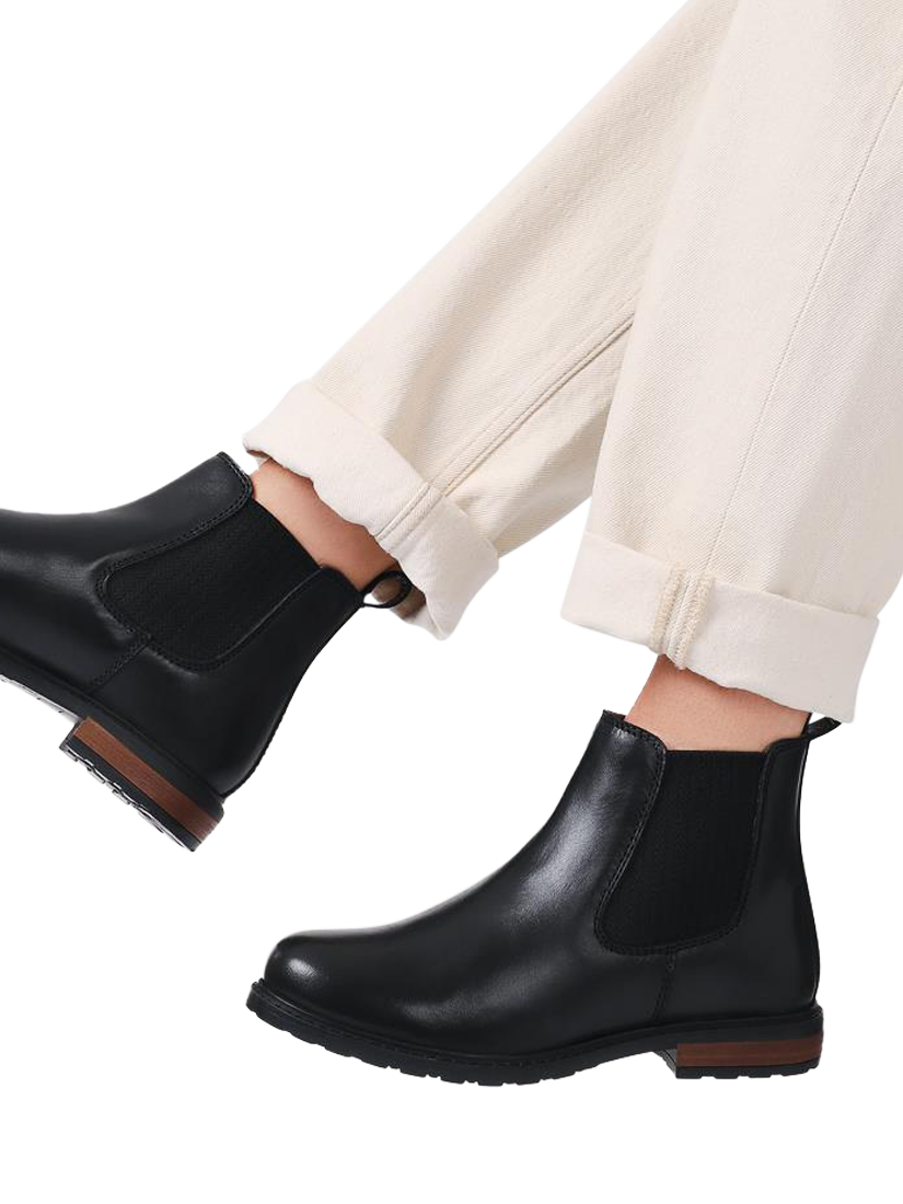 Product image 2 of 5, which shows Jones Bootmaker Mayah Leather Chelsea Boots, Black, 3