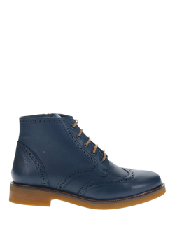 Jones Bootmaker Novi Leather Blend Brogue Ankle Boots, Navy
