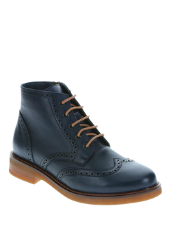 Jones Bootmaker Novi Leather Blend Brogue Ankle Boots - view 2, Navy