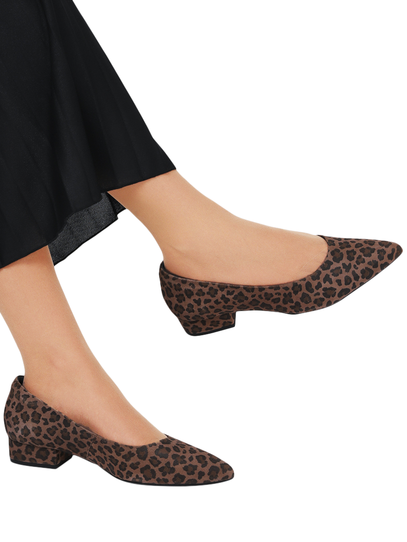 Product image 2 of 6, which shows Jones Bootmaker Sunstone Leather Leopard Print Court Shoes, Brown, 6.5