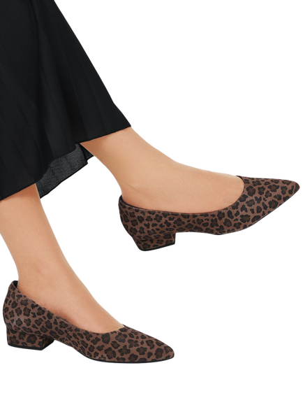 Jones Bootmaker Sunstone Leather Leopard Print Court Shoes, Brown - view 2, Brown